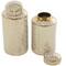 12" Gold Ceramic Geometric Decorative Jars with Gold Accents Set